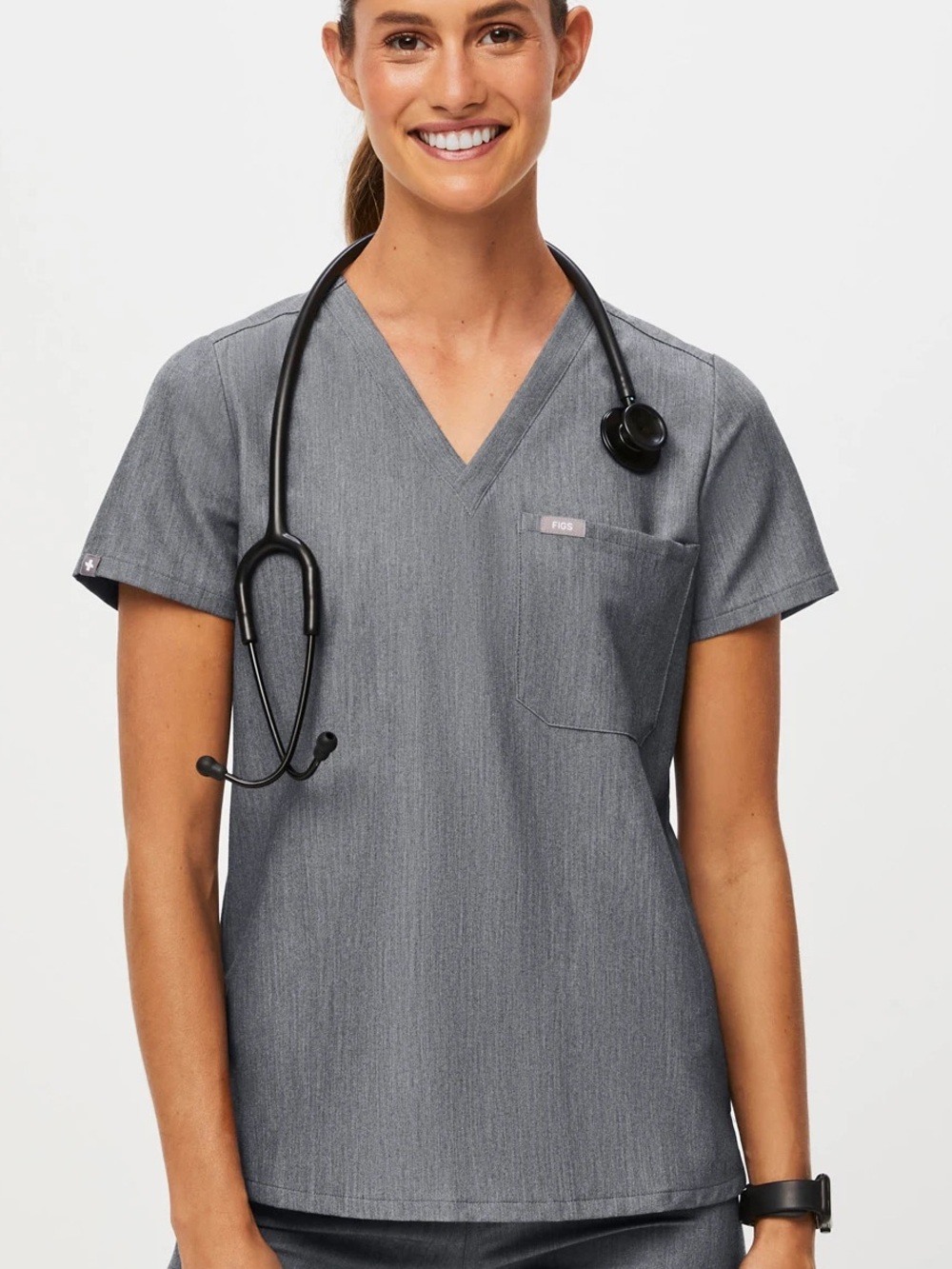 FIGS Catarina One Pocket Scrub Top Graphite Size L Technical Collection